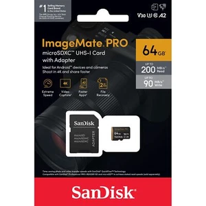 Scheda microSD SanDisk ImageMate PRO64GB con adattatore USH-I lettura fino a 200MB/s - Foto 1 di 4