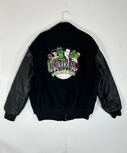 Vintage Universal Studios Monsters Varsity Leather Jacket XXL 1990s USA RARE HTF - Picture 1 of 24