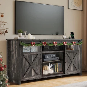 66" TV Stand Cabinet with Power Outlet For Up to 75 inch TV Entertainment Center - Picture 1 of 7