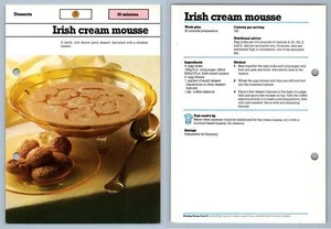 Irish Cream Mousse - Desserts - Working Woman's 1980s Recipe Card - Picture 1 of 1