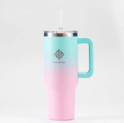 K.M GLOBE 30 oz Stainless Steel Tumbler with Handle, Double-Walled Insulated Cup