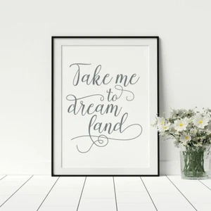 Take Me To Dreamland Kaligraphie Stil Kunstwerk gerahmt - Bild 1 von 5