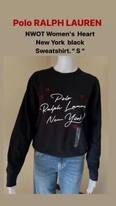 Polo RALPH LAUREN NWOT Women's  Heart New York  black Sweatshirt. “S” - Picture 1 of 7
