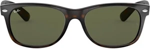 Ray-Ban RB2132 New Wayfarer Square Sunglasses, Tortoise/G-15 Green, 52 mm - Picture 1 of 5
