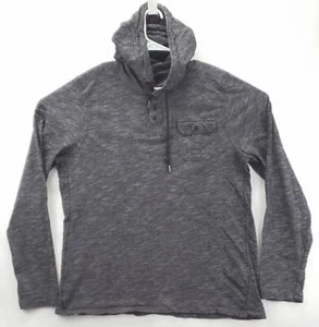 Buffalo David Bitton Hoodie Mens XL Gray Henley 100% Cotton Drawstring Pullover - Picture 1 of 11