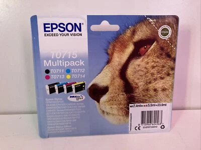 Epson T0715 Cheetah 4 cartucce inchiostro multipack originali C13T07154012 SX nuove - Immagine 1 di 4