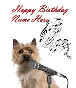 pb&fd257 Cairn Terrier cantante karaoke todas las ocasiones tarjeta de felicitación personalizada - Imagen 1 de 1