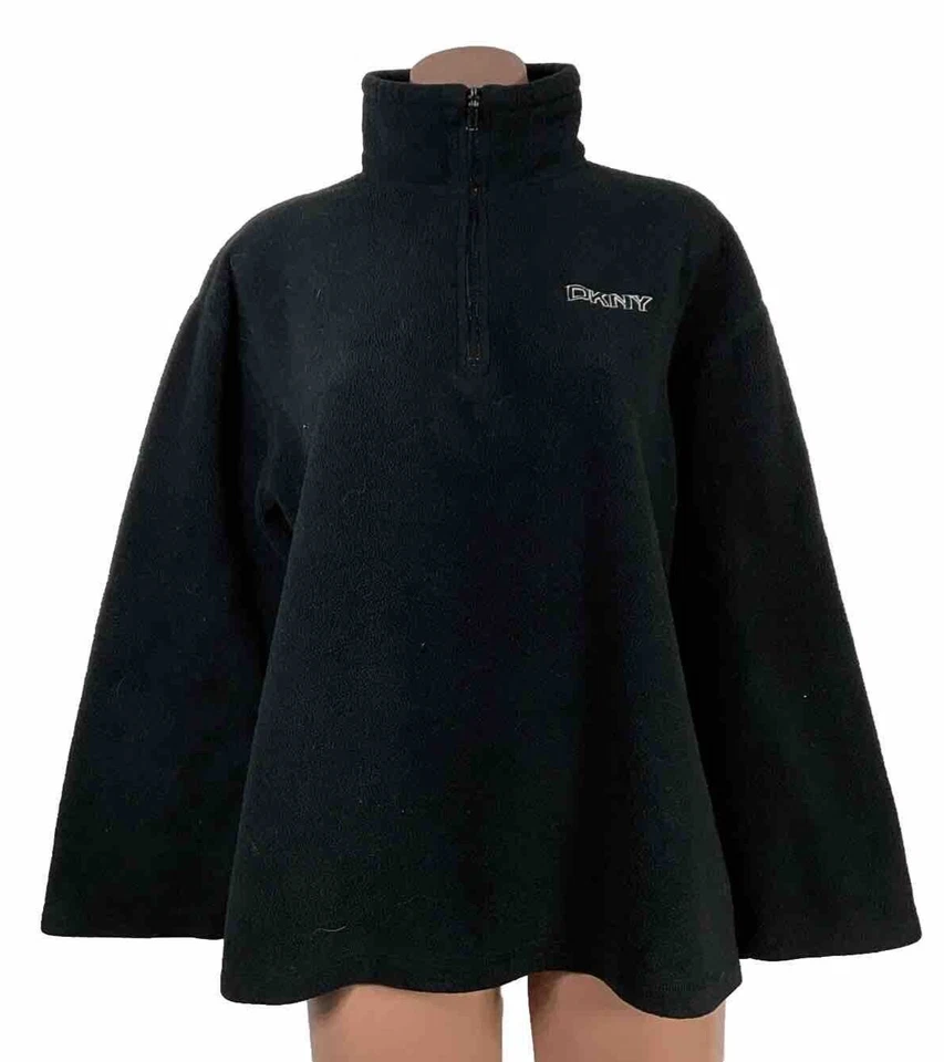 Chaqueta polar DKNY para hombre 1/4 cremallera sudadera difusa de colección años 90 y2k deletrear talla M EE. UU. Foto 1 de 4