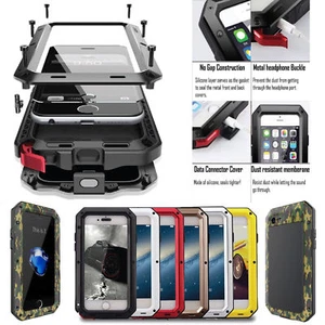 For iPhone 6 6S 7 & Plus 5 5S SE Shockproof Aluminum Glass Metal Full Case Cover - Picture 1 of 67