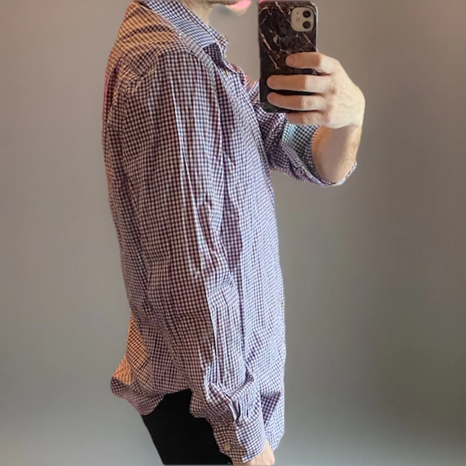 Paul Smith HECHO EN ITALIA Med 15.5 Púrpura Abotonable Diseñador Lujo Algodón Para Hombres Foto 1 de 4