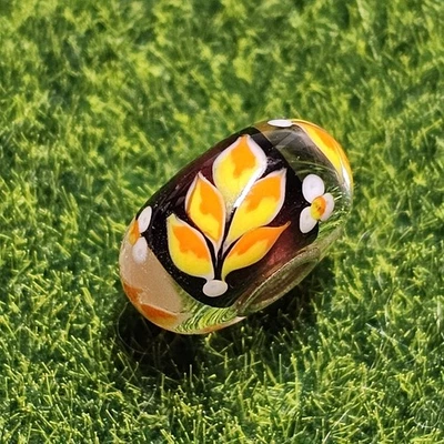 Trollbeads Golden Harvest Autumn Fern Leaf Unique OOAK Glass Bead - Imagem 1 de 4