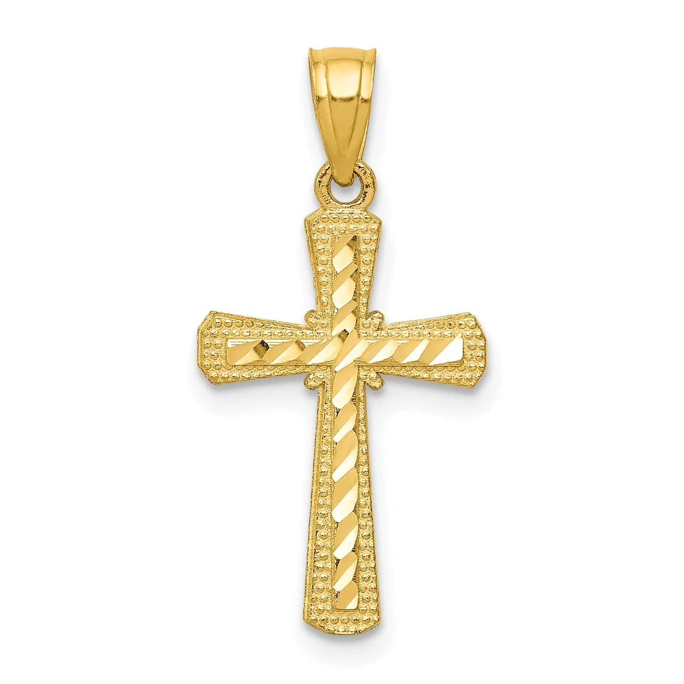 10k Diamond-cut Cross Pendant 10c1115