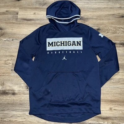 Sudadera con capucha de baloncesto Jordan Michigan Dri-Fit azul para hombre mediana NCAA U de M Foto 1 de 4
