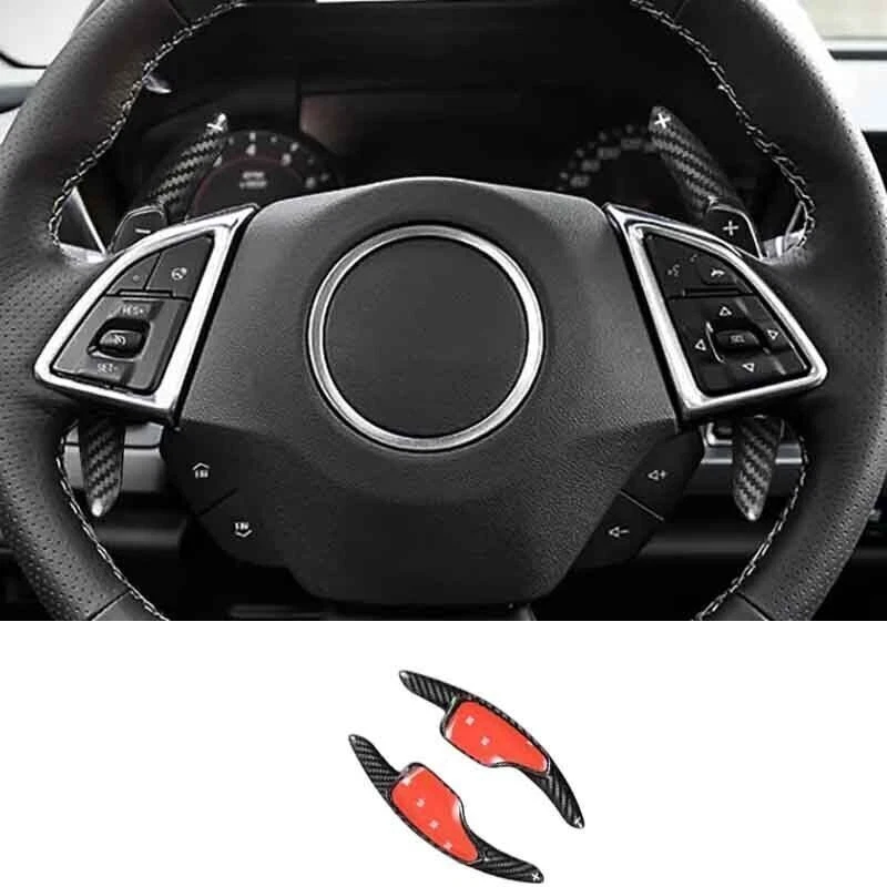 Palanca de cambios de fibra de carbono seca para volante Chevrolet Camaro 16-21 Foto 1 de 4