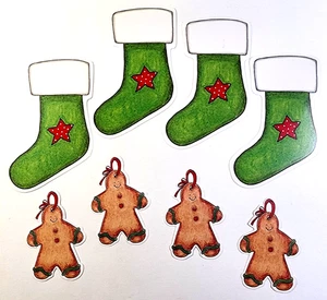 Stockings Gingerbread Man Christmas Set of 8 RETIRED My Mind's Eye Die Cut - Picture 1 of 1