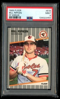 1989 Fleer #616 Bill Ripken FF ERROR *PSA 9* Perfeito Baltimore Orioles - Imagem 1 de 2