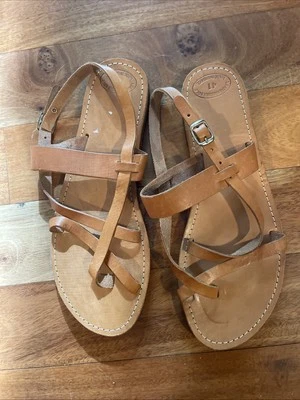 Handmade Greek Leather Toe Loop Slingback Sandals 9.5/10 - Image 1 of 3