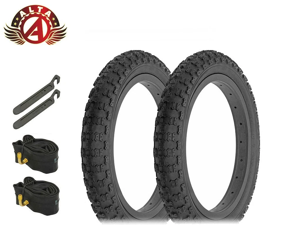 ALTA 14" x 2.125 BMX/Scooter All-Terrain Grip Black Tires 90 Degree Tubes, 6pc. - Image 1 of 1