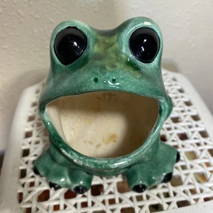 Vintage Frosch Schwamm Halter Weite Öffnung Keramik Übertopf Cottagecore Kitsch - Bild 1 von 14