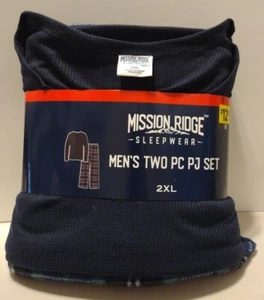 Mission Ridge Men's Thermal Fleece Sleepwear 2 Piece Pajama Set - Green/Blue 2XL - Picture 1 of 4