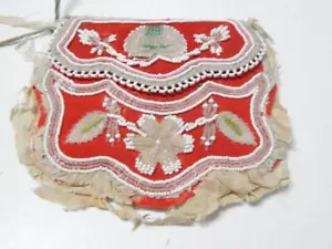 ANTIQUE 1860-70s MIC MAC /PASSAMAQUADY INDIAN BEADED BOTH SIDES POUCH - Picture 1 of 4