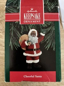 Cheerful Santa African American Christmas Hallmark Keepsake Ornament 1992 Boxed - Picture 1 of 6