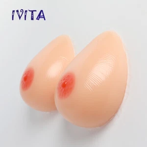 Selbstklebende tropfenförmige Silikonbrustformen F-Cup Drag Queen Brüste BH-Verstärker - Bild 1 von 10