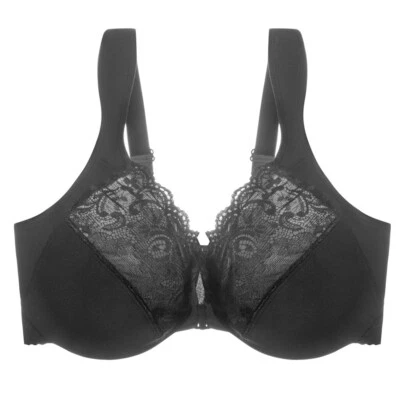 Women Bras Front Closure Unpadded Underwired Brassiere Lace Floral Sexy Lingerie - Image 1 of 4