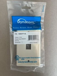 Dynacom 10600-P1-AL 1 Port Single Gang Keystone Wallplate Almond (Off-White) - Picture 1 of 2
