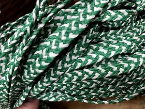 vintage 1940s millinery woven braid raffia emerald green white 10yds France - Picture 1 of 2