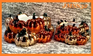 Bath & Body Works Pumpkin Patch 3-Docht Kerzenhalter + Seifenhalter Orange Gold - Bild 1 von 11