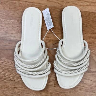 Old Navy Women's Faux Leather Tubular Twist Sandals Size 8.5 Wish Bone NEW - Image 1 of 4