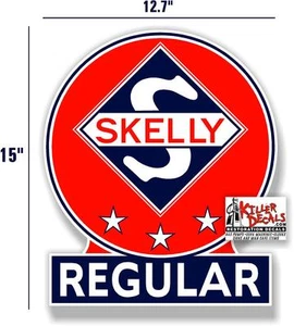 (SKEL-4) 15" SKELLY CALCOMANÍA DE GAS REGULAR LUBRICANTE BOMBA DE GASOLINA PEGATINA DE LETRERO - Imagen 1 de 1