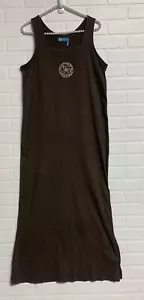 Fresh Produce Womens XS Long Beach Tank Dress Brown Sand Dollar Embellished - Picture 1 of 7