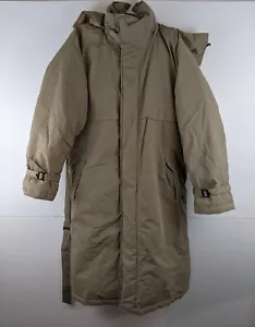 VTG Eddie Bauer Goretex Goose Down Puffer Long Belted Coat Men M Full Zip Hooded - Picture 1 of 12