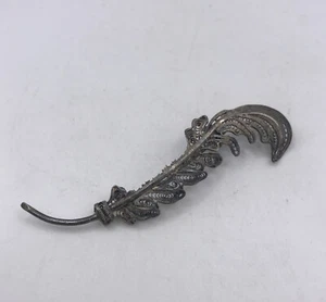 Vintage Feather Plume Sterling Brooch Pin 3” - Picture 1 of 6