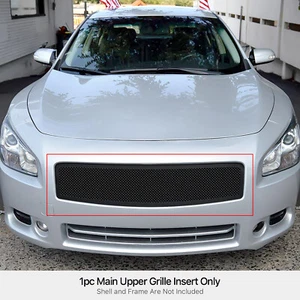 Fits 2009-2014 Nissan Maxima Upper Stainless Black Mesh Grille Grill Insert - Picture 1 of 7