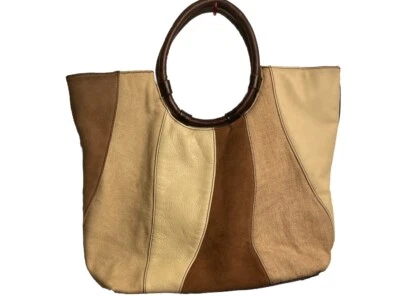 Vintage Franco Sarto Leather/Fabric Tote Bag Purse - Image 1 of 4