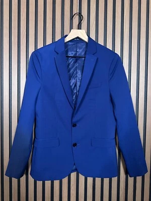New MNG Blazer US 34 Mens Blue Super Slim Fit 2 Button Coat Jacket - Image 1 of 4
