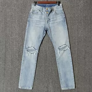 MNML Jeans Mens 28x30* Blue Skinny Distressed Button Fly Slim Fit Denim - Picture 1 of 12
