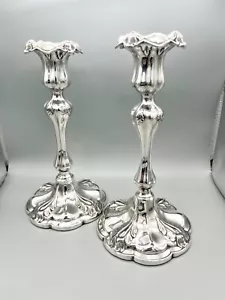 PAIR OF ART NOUVEAU SILVER PLATE CANDLESTICKS, JAMES DIXON & SONS, c.1890-1910 - Picture 1 of 7