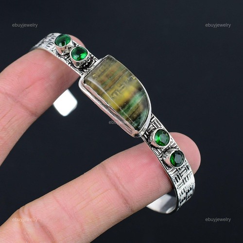 CHROME HEARTS Bracciale Pietre Preziose Naturali Multi Fluorite Regolabili Argento Sterling 925