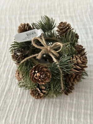 ANILLOS DE SERVILLETA DE PIÑA ESMERILADA SINTÉTICA Pottery Barn Invierno Vacaciones Navidad Otoño Foto 1 de 4