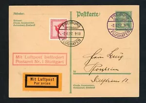 Dt.Reich Luftpost Beleg - Freiburg nach Stuttgart 1921 - Bild 1 von 2