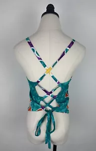 Blusa sin mangas estampado Batik L/OS corsé con cordones espalda Jamaica recuerdo recortado natación - Imagen 1 de 8