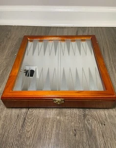 Vintage Wooden Backgammon Set with Glass Board - Picture 1 of 11