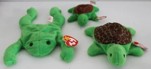3 Set Ty 1993 Teenie Beanie Babys Beine Frosch Speedy Turtle 3. Gen 4020 4030 - Bild 1 von 11
