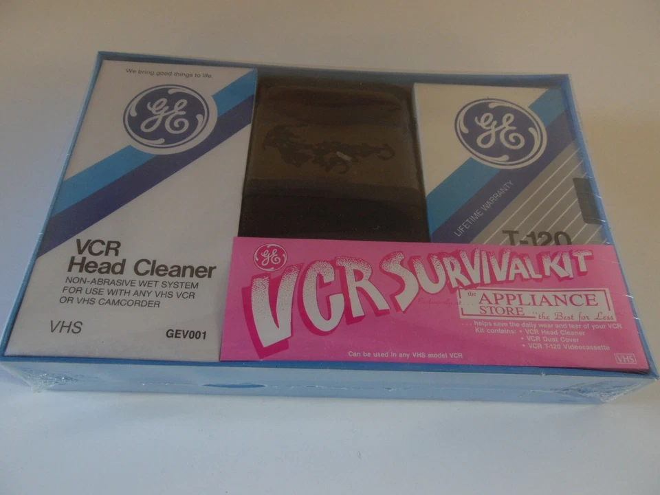 GE VCR Cleaner VCR Survival kit head cleaner dust cover and t-120 tap new sealed - Image 1 of 2
