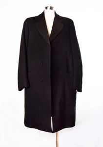 1880's, 1920's Men's Black Wool & Silk Overcoat ANTIQUE Coat Vintage ART DECO - Picture 1 of 9