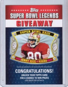 2011 Topps Super Bowl Legends Giveaway #SBLG4 Jerry Rice - San Francisco 49ers - Picture 1 of 1